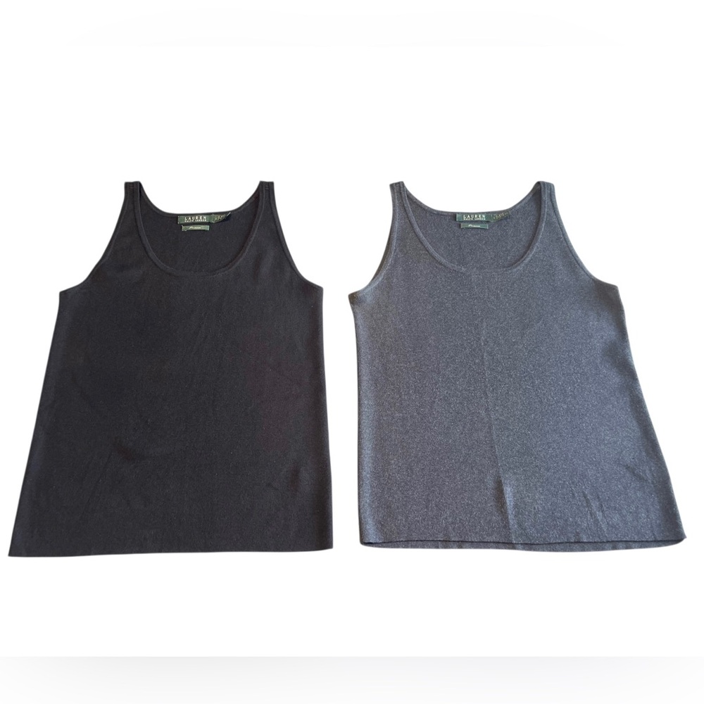 Lauren Ralph Lauren Silk Cashmere BSleeveless  Scoop Neck 2 Tanks Size Large